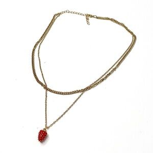New Free People Strawberry Fields Layered Necklace Gold